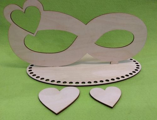 Semn infinit crosetabil din lemn natural, 1 set, bază 16x25cm, semn infinit 30x14.5cm, grosime 3mm