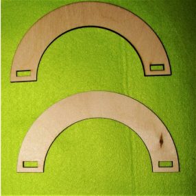   15x7,5 cm Maner de geanta din lemn natural, semicerc, 1 pereche, dimensiune gaura 2,5 cm, grosime 3 mm