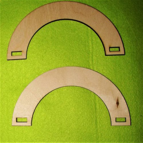 15x7,5 cm Maner de geanta din lemn natural, semicerc, 1 pereche, dimensiune gaura 2,5 cm, grosime 3 mm