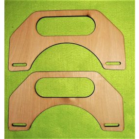   24,5x12,5 cm Maner de geanta din lemn natural cu maner oval, 1 pereche, grosime 3 mm