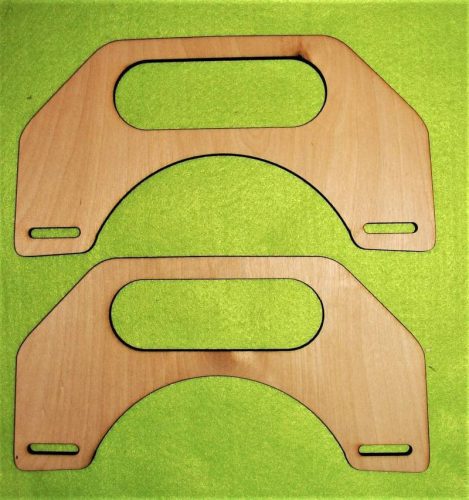 24,5x12,5 cm Maner de geanta din lemn natural cu maner oval, 1 pereche, grosime 3 mm