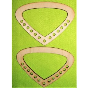   15x11 cm Maner de geanta din lemn natural, triunghi rotunjit, cu gaura de 6 mm, 1 pereche, grosime 3 mm